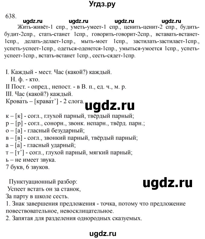 ГДЗ (Решебник к учебнику 2023) по русскому языку 6 класс М.Т. Баранов / упражнение / 638