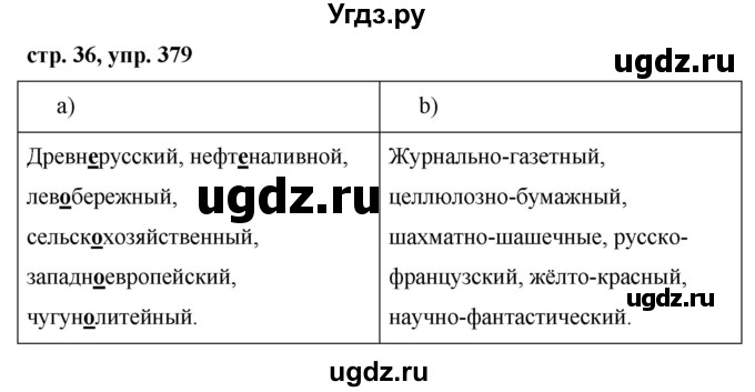 ГДЗ (Решебник №1 к учебнику 2015) по русскому языку 6 класс М.Т. Баранов / упражнение / 379
