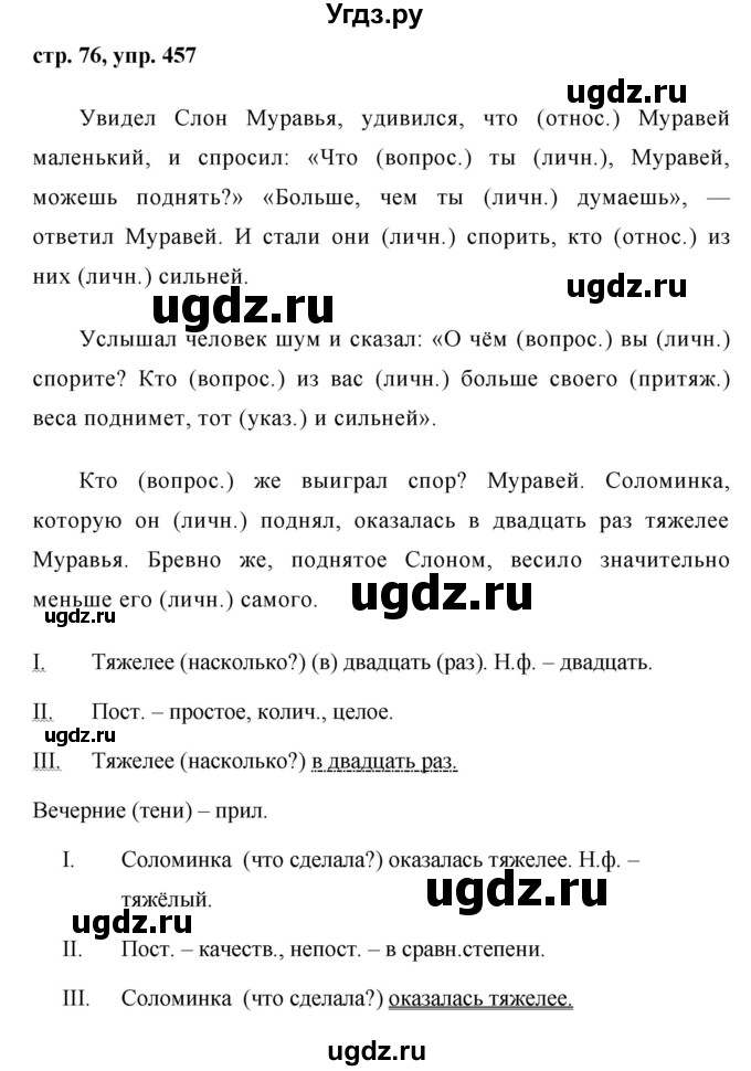 ГДЗ (Решебник №1 к учебнику 2015) по русскому языку 6 класс М.Т. Баранов / упражнение / 457
