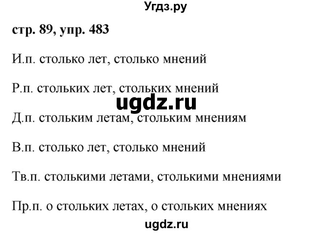 ГДЗ (Решебник №1 к учебнику 2015) по русскому языку 6 класс М.Т. Баранов / упражнение / 483