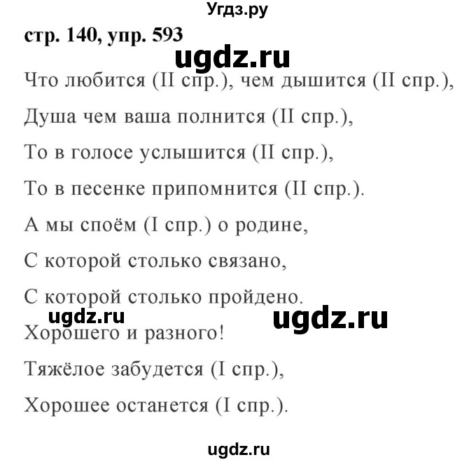 ГДЗ (Решебник №1 к учебнику 2015) по русскому языку 6 класс М.Т. Баранов / упражнение / 593