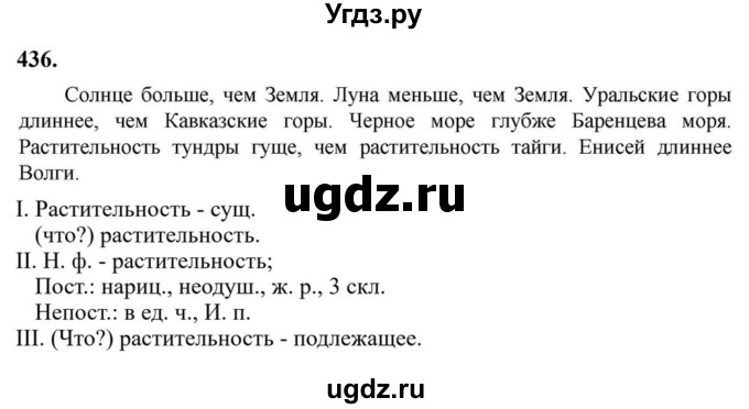 ГДЗ (Решебник к учебнику 2023) по русскому языку 6 класс М.Т. Баранов / упражнение / 436