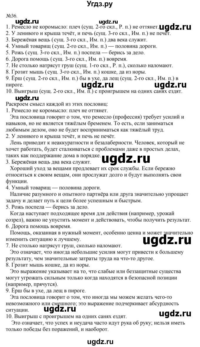 ГДЗ (Решебник к учебнику 2023) по русскому языку 6 класс М.Т. Баранов / упражнение / 36