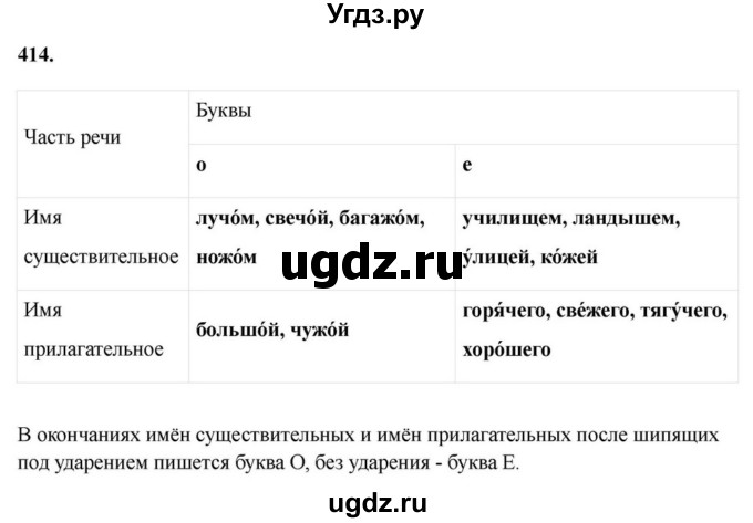ГДЗ (Решебник к учебнику 2023) по русскому языку 6 класс М.Т. Баранов / упражнение / 414