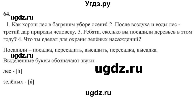 ГДЗ (Решебник к учебнику 2023) по русскому языку 6 класс М.Т. Баранов / упражнение / 64
