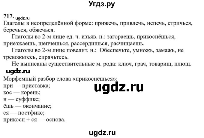 ГДЗ (Решебник к учебнику 2023) по русскому языку 6 класс М.Т. Баранов / упражнение / 717
