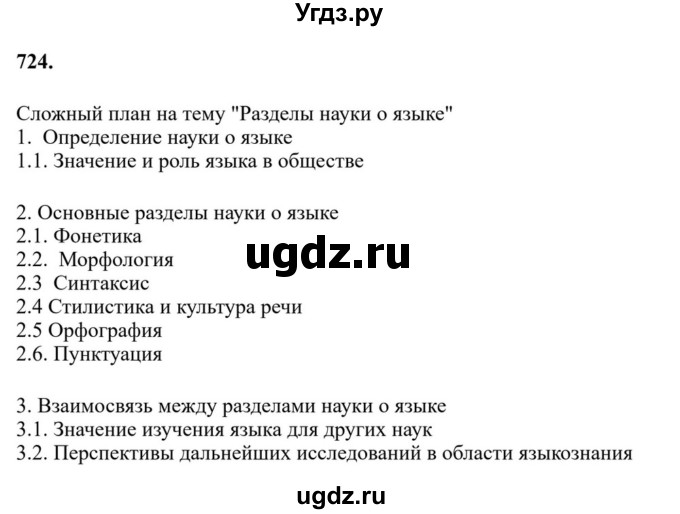 ГДЗ (Решебник к учебнику 2023) по русскому языку 6 класс М.Т. Баранов / упражнение / 724