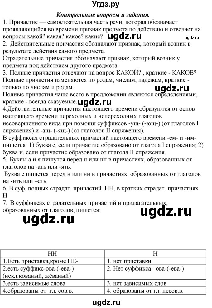 ГДЗ (Решебник к учебнику 2020) по русскому языку 7 класс М.Т. Баранов / контрольные вопросы и задания / учебник 2020-2023. часть 1 / стр. 92