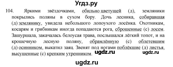ГДЗ (Решебник к учебнику 2022) по русскому языку 7 класс М.Т. Баранов / упражнение / 104