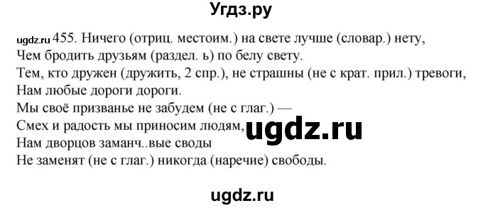ГДЗ (Решебник к учебнику 2022) по русскому языку 7 класс М.Т. Баранов / упражнение / 455