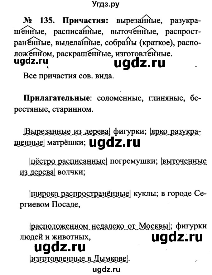 ГДЗ (Решебник №3 к учебнику 2015) по русскому языку 7 класс М.Т. Баранов / упражнение / 135
