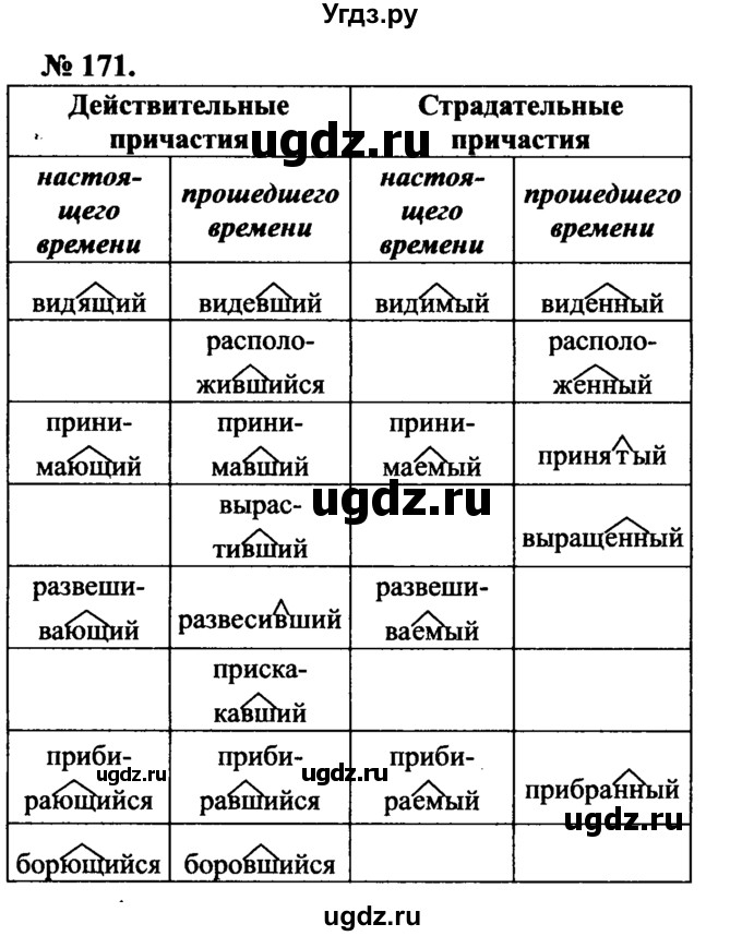ГДЗ (Решебник №3 к учебнику 2015) по русскому языку 7 класс М.Т. Баранов / упражнение / 171