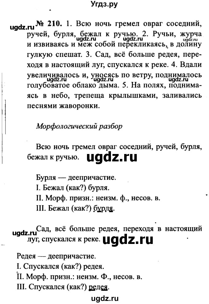 ГДЗ (Решебник №3 к учебнику 2015) по русскому языку 7 класс М.Т. Баранов / упражнение / 210