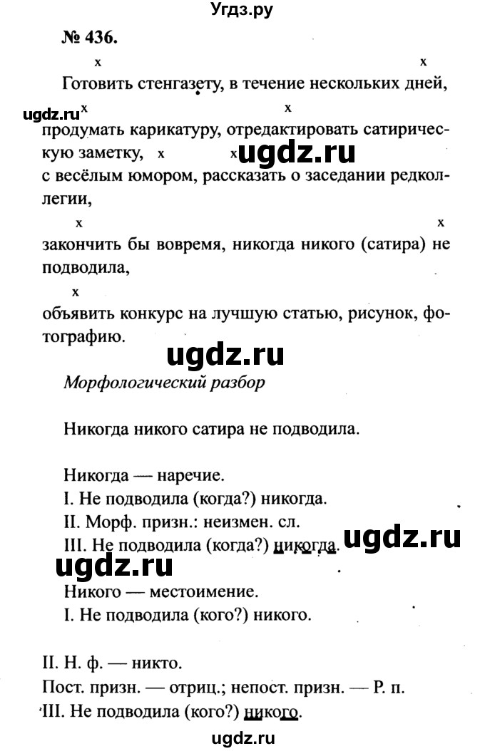 ГДЗ (Решебник №3 к учебнику 2015) по русскому языку 7 класс М.Т. Баранов / упражнение / 436