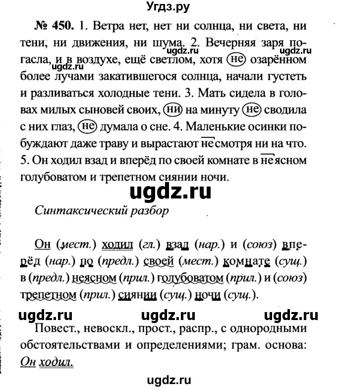 ГДЗ (Решебник №3 к учебнику 2015) по русскому языку 7 класс М.Т. Баранов / упражнение / 450