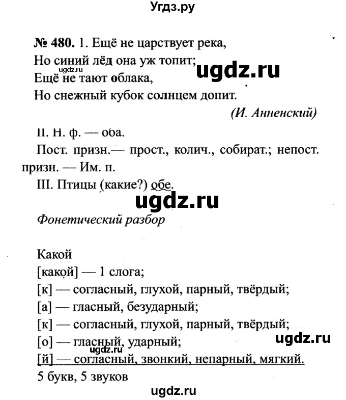 ГДЗ (Решебник №3 к учебнику 2015) по русскому языку 7 класс М.Т. Баранов / упражнение / 480