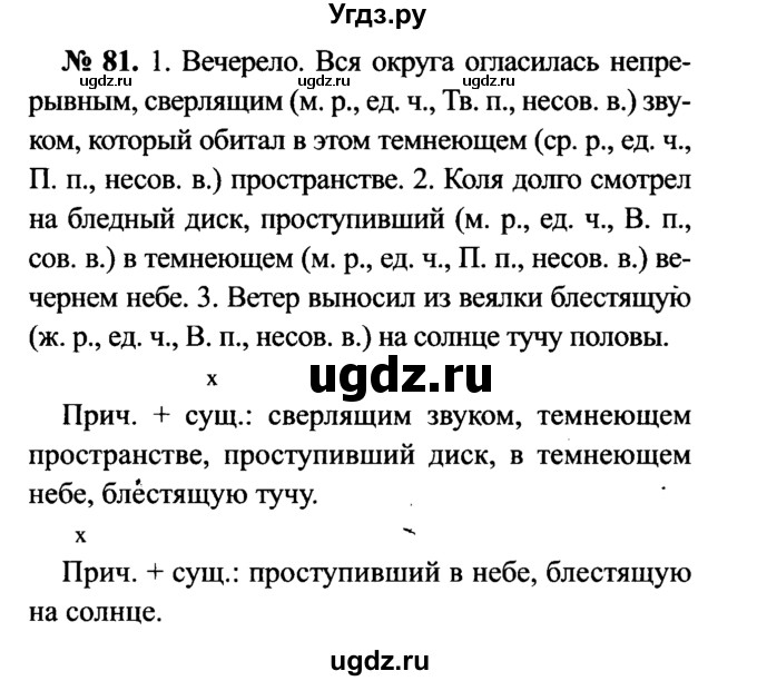 ГДЗ (Решебник №3 к учебнику 2015) по русскому языку 7 класс М.Т. Баранов / упражнение / 81