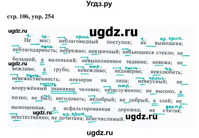 ГДЗ (Решебник №1 к учебнику 2015) по русскому языку 7 класс М.Т. Баранов / упражнение / 254