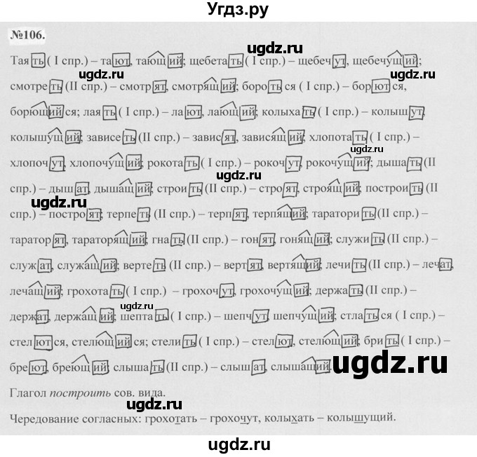 ГДЗ (Решебник №2 к учебнику 2015) по русскому языку 7 класс М.Т. Баранов / упражнение / 106