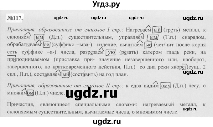 ГДЗ (Решебник №2 к учебнику 2015) по русскому языку 7 класс М.Т. Баранов / упражнение / 117
