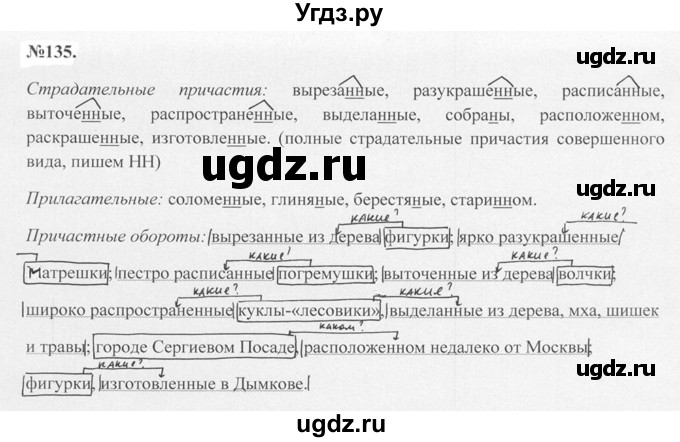 ГДЗ (Решебник №2 к учебнику 2015) по русскому языку 7 класс М.Т. Баранов / упражнение / 135