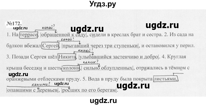 ГДЗ (Решебник №2 к учебнику 2015) по русскому языку 7 класс М.Т. Баранов / упражнение / 172