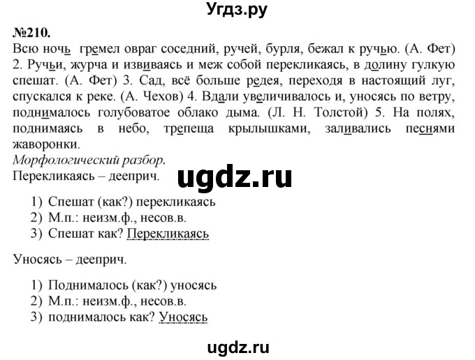 ГДЗ (Решебник №2 к учебнику 2015) по русскому языку 7 класс М.Т. Баранов / упражнение / 210
