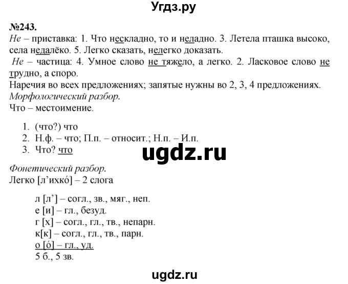 ГДЗ (Решебник №2 к учебнику 2015) по русскому языку 7 класс М.Т. Баранов / упражнение / 243