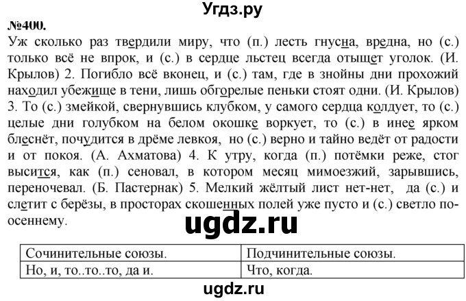 ГДЗ (Решебник №2 к учебнику 2015) по русскому языку 7 класс М.Т. Баранов / упражнение / 400