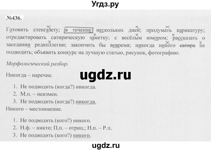ГДЗ (Решебник №2 к учебнику 2015) по русскому языку 7 класс М.Т. Баранов / упражнение / 436
