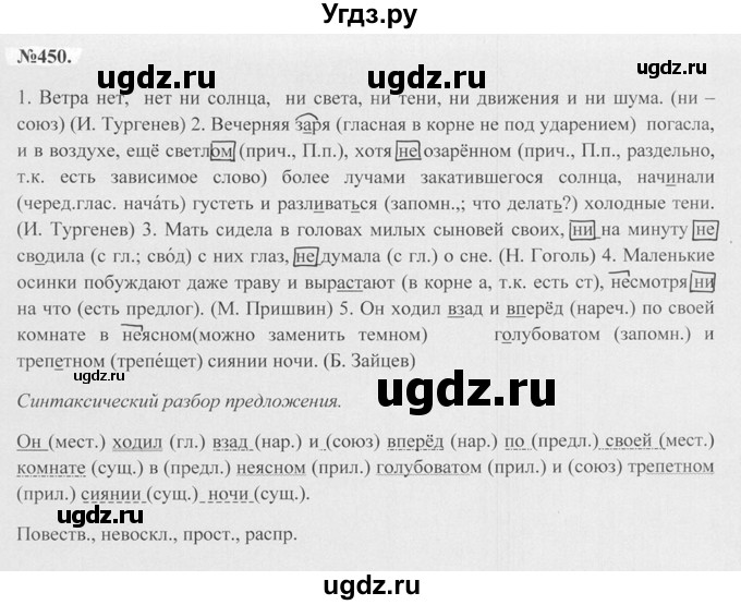 ГДЗ (Решебник №2 к учебнику 2015) по русскому языку 7 класс М.Т. Баранов / упражнение / 450