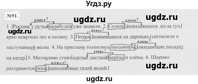 ГДЗ (Решебник №2 к учебнику 2015) по русскому языку 7 класс М.Т. Баранов / упражнение / 91