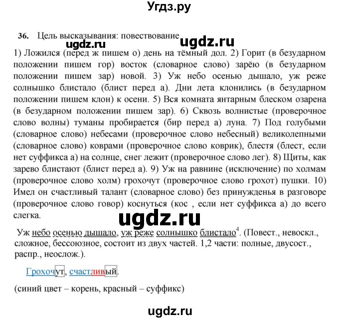 ГДЗ (Решебник к учебнику 2023) по русскому языку 7 класс М.Т. Баранов / упражнение / 36