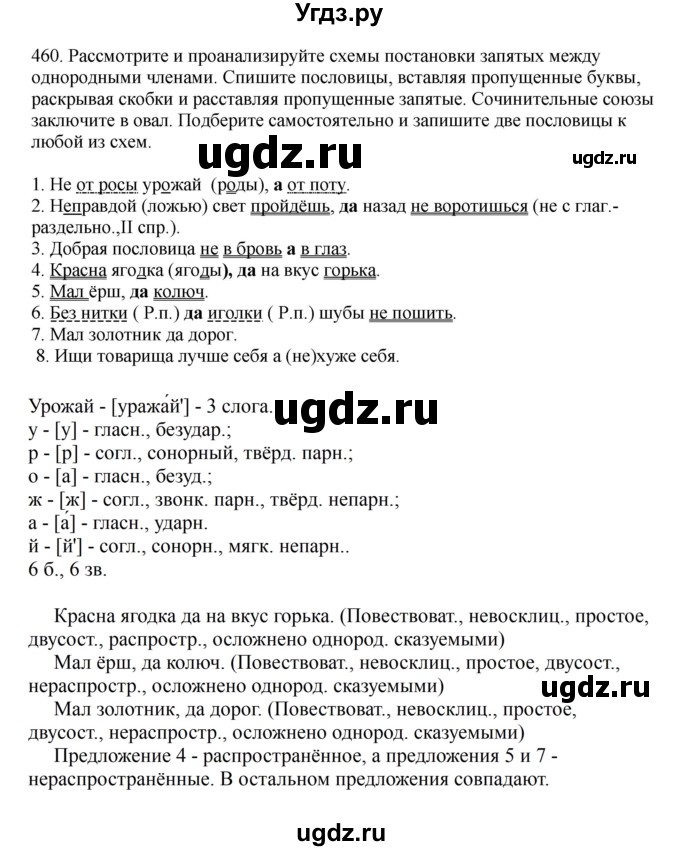 ГДЗ (Решебник к учебнику 2023) по русскому языку 7 класс М.Т. Баранов / упражнение / 460