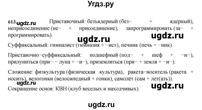 ГДЗ (Решебник к учебнику 2023) по русскому языку 7 класс М.Т. Баранов / упражнение / 613