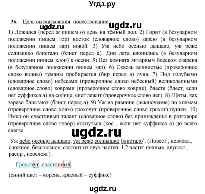 ГДЗ (Решебник к учебнику 2023) по русскому языку 7 класс М.Т. Баранов / упражнение / 36
