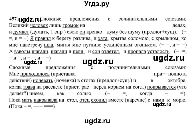 ГДЗ (Решебник к учебнику 2023) по русскому языку 7 класс М.Т. Баранов / упражнение / 457