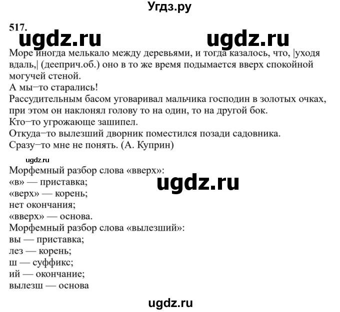ГДЗ (Решебник к учебнику 2023) по русскому языку 7 класс М.Т. Баранов / упражнение / 517