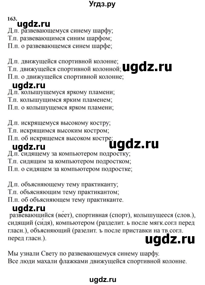 ГДЗ (Решебник к учебнику 2023) по русскому языку 7 класс М.Т. Баранов / упражнение / 163