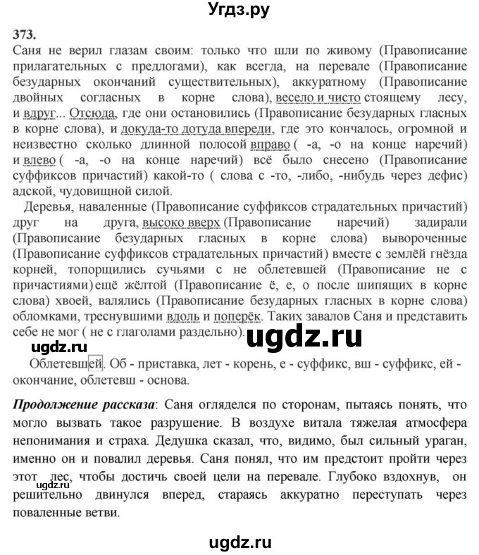 ГДЗ (Решебник к учебнику 2023) по русскому языку 7 класс М.Т. Баранов / упражнение / 373