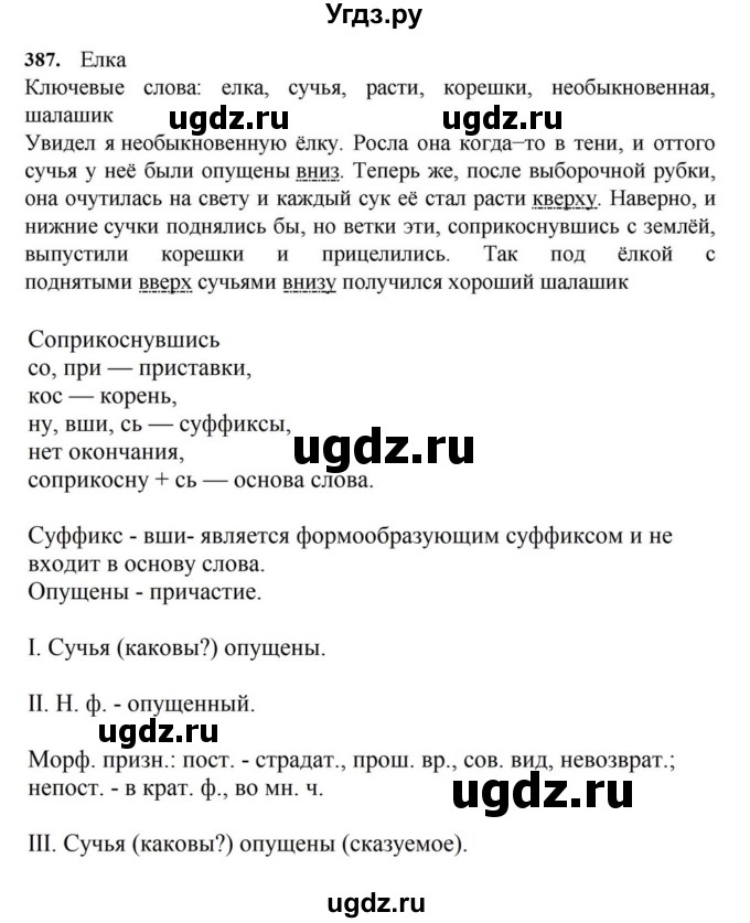 ГДЗ (Решебник к учебнику 2023) по русскому языку 7 класс М.Т. Баранов / упражнение / 387