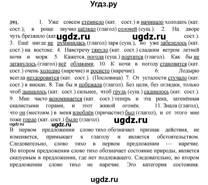 ГДЗ (Решебник к учебнику 2023) по русскому языку 7 класс М.Т. Баранов / упражнение / 391