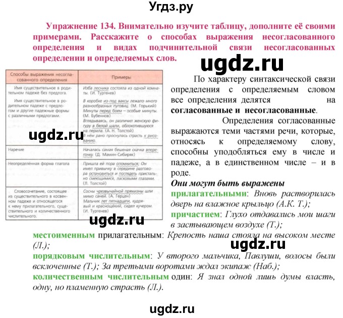 ГДЗ (Решебник №2) по русскому языку 8 класс Т.А. Ладыженская / упражнение номер / 134
