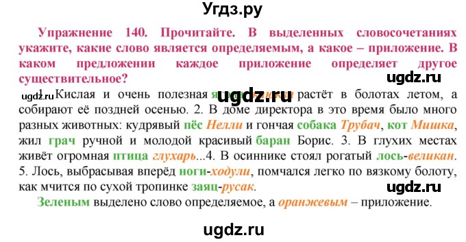 ГДЗ (Решебник №2) по русскому языку 8 класс Т.А. Ладыженская / упражнение номер / 140