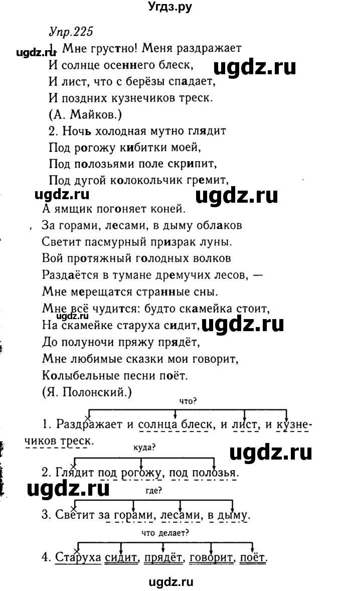 ГДЗ (Решебник №3) по русскому языку 8 класс Т.А. Ладыженская / упражнение номер / 225