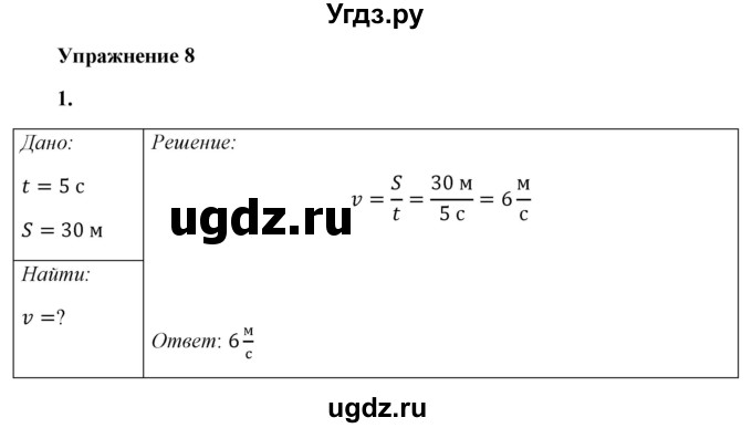ГДЗ (Решебник к учебнику 2021 (Просвещение)) по физике 7 класс А.В. Перышкин / § 17 / упражнение 8 (2021) / 1