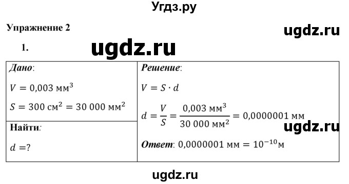 ГДЗ (Решебник к учебнику 2021 (Просвещение)) по физике 7 класс А.В. Перышкин / § 8 / упражнение 2 (2021) / 1