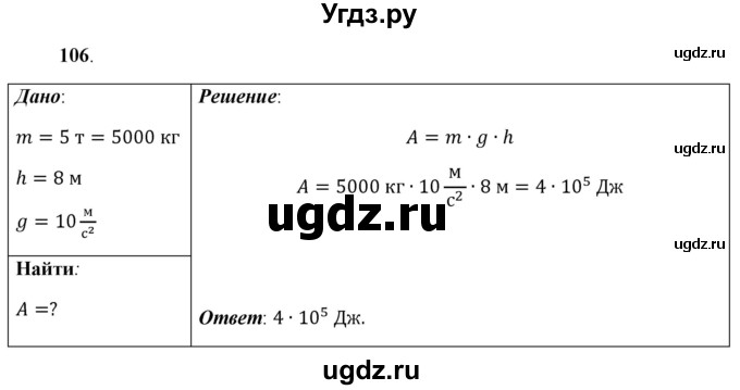 ГДЗ (Решебник к учебнику 2021 (Просвещение)) по физике 7 класс А.В. Перышкин / задача / 106