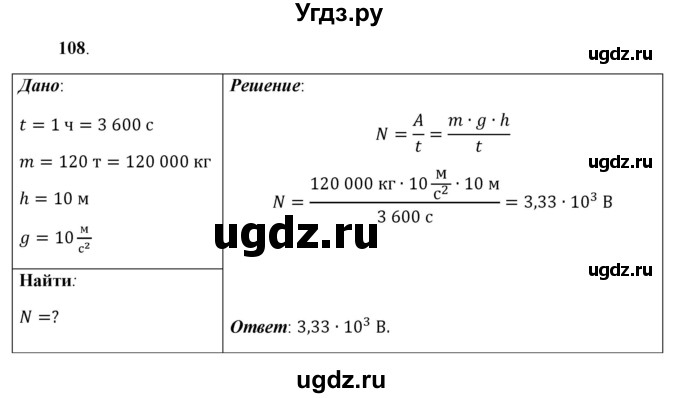 ГДЗ (Решебник к учебнику 2021 (Просвещение)) по физике 7 класс А.В. Перышкин / задача / 108