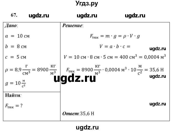 ГДЗ (Решебник к учебнику 2021 (Просвещение)) по физике 7 класс А.В. Перышкин / задача / 67